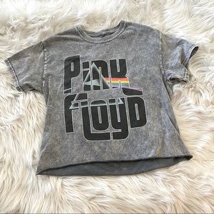 Rock Tee Floyd Vintage Gray Look Crop Tee Size S